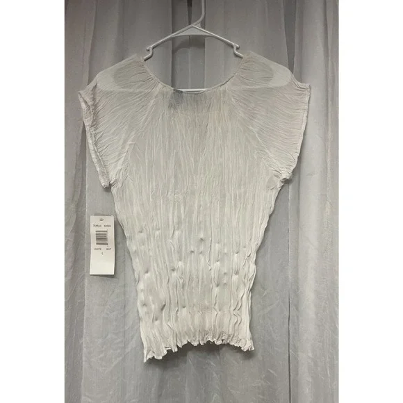 Vtg Separates Ny White Ruched Tie Beaded Blouse Boho Whimsical‎ Small Sheer Y2K - Picture 7 of 8